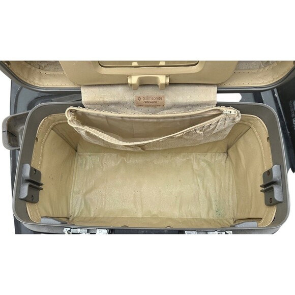 Vintage Samsonite Sentry Brown Hard Train Make up Case w/ Full Mirror Tray Key - Picture 9 of 11